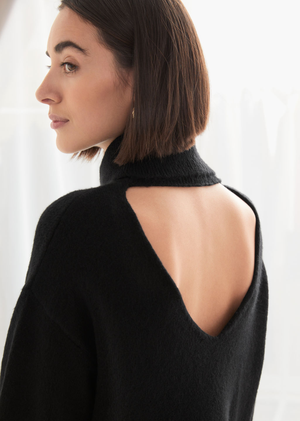 Oversized Cut Out Turtleneck Sweater - Black - Turtlenecks - & Other Stories - Click Image to Close