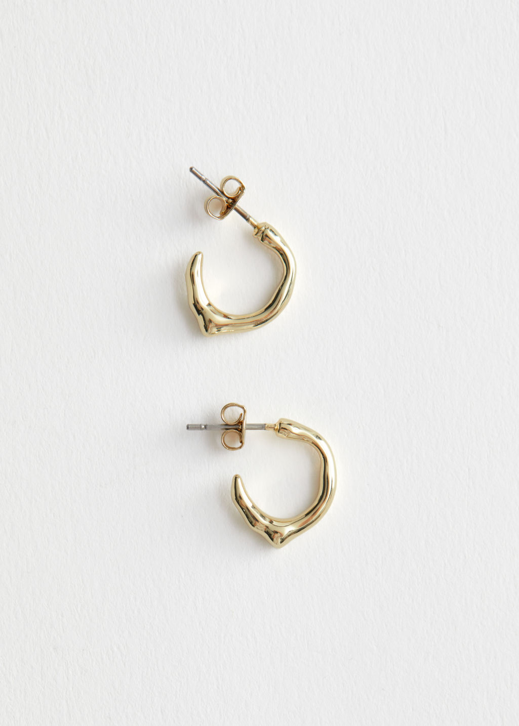 Hammered Mini Hoop Earrings - Gold - Hoops - & Other Stories - Click Image to Close