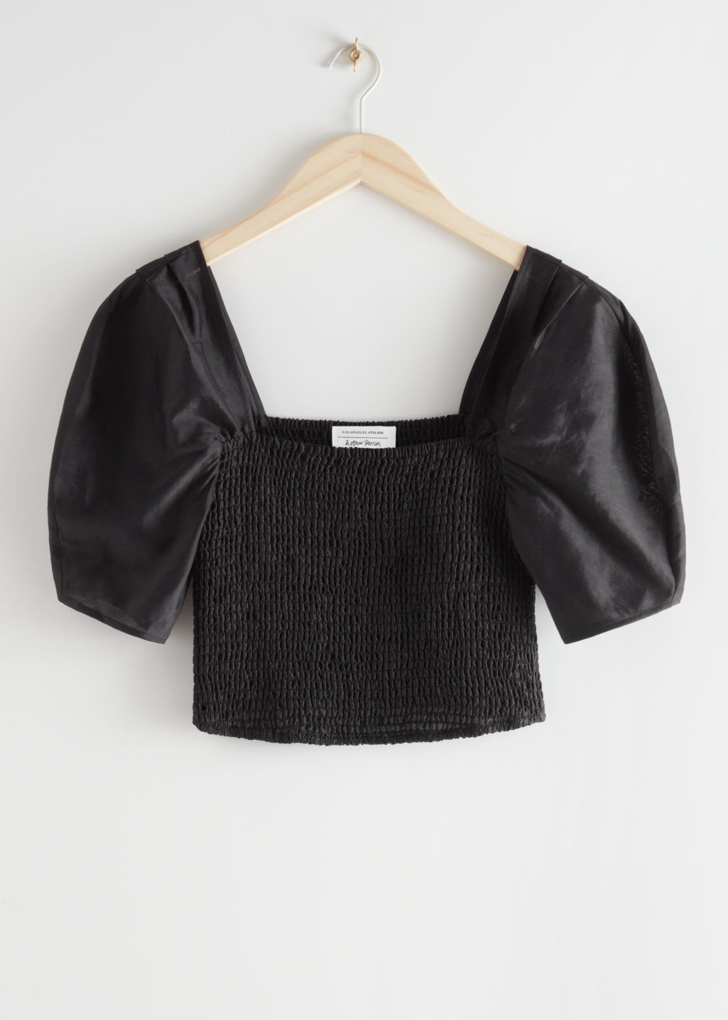 Smocked Puff Sleeve Top - Black - Tops & T-shirts - & Other Stories
