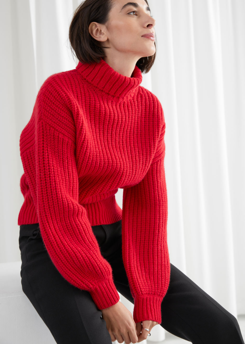 Balloon Sleeve Knit Sweater - Red - Sweaters - & Other Stories