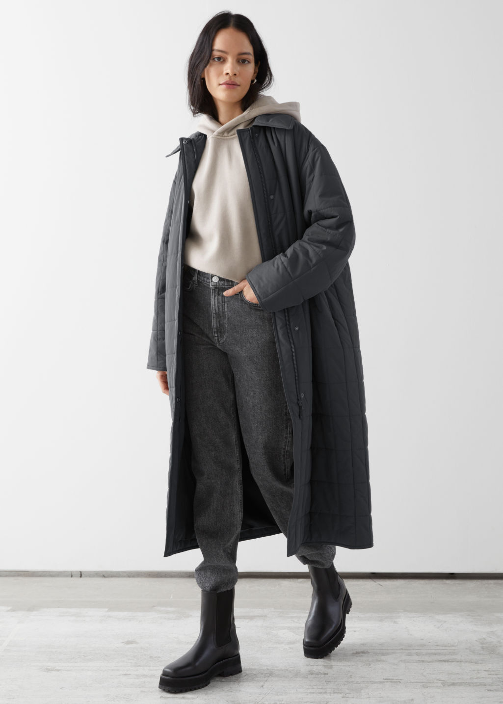 Relaxed Padded Puffer Coat - Grey - Jackets - & Other Stories