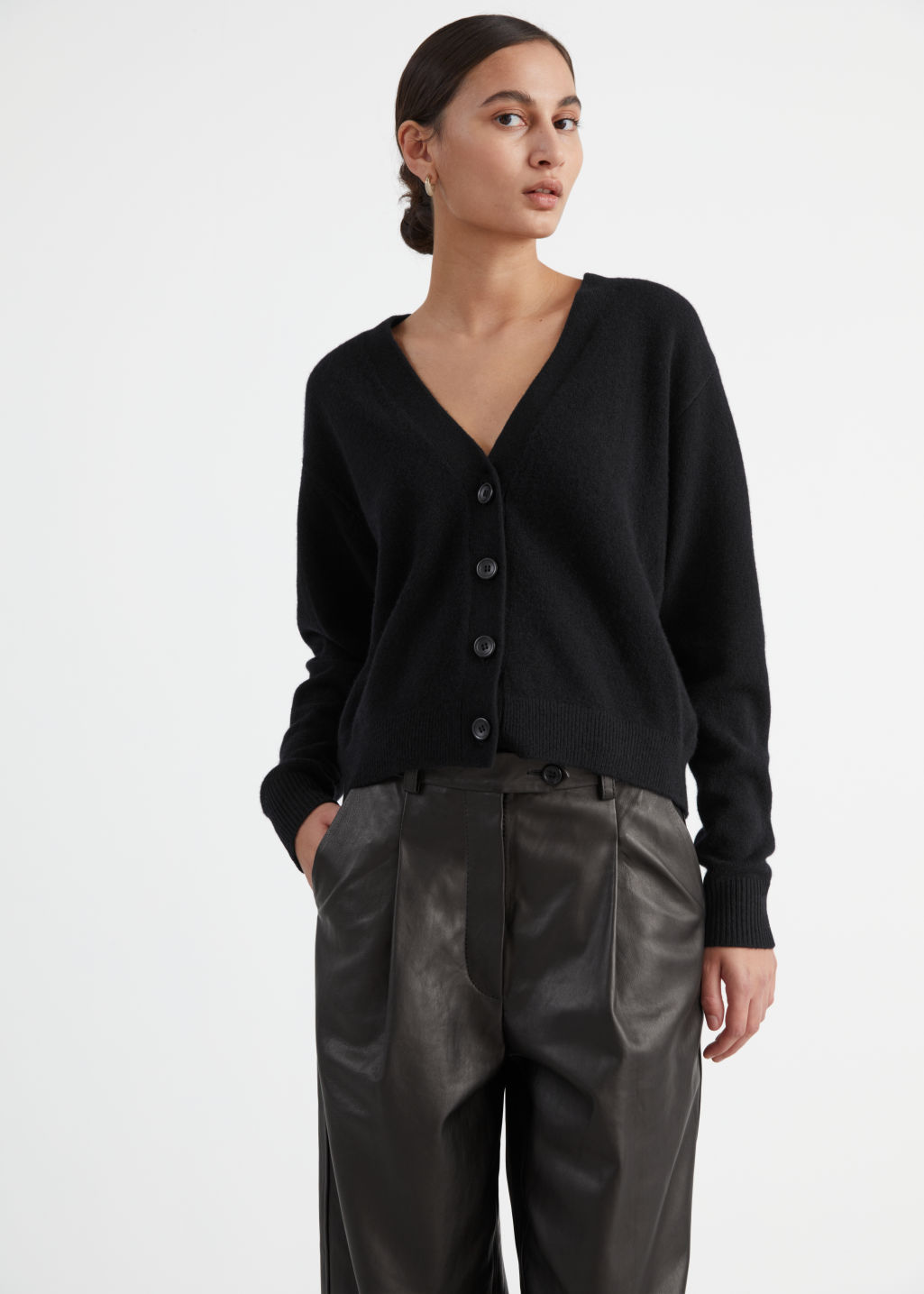 Relaxed Wool Knit Cardigan - Black - Cardigans - & Other Stories - Click Image to Close