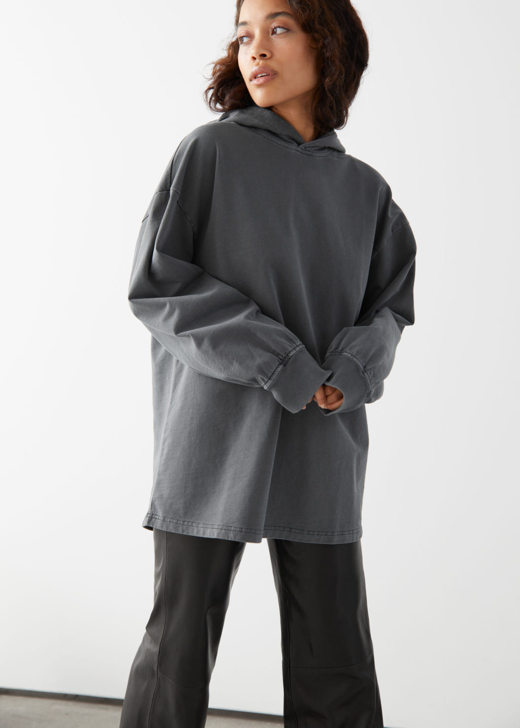 Oversized Organic Cotton Hoodie - Grey - Sweatshirts & Hoodies - & Other Stories - Click Image to Close