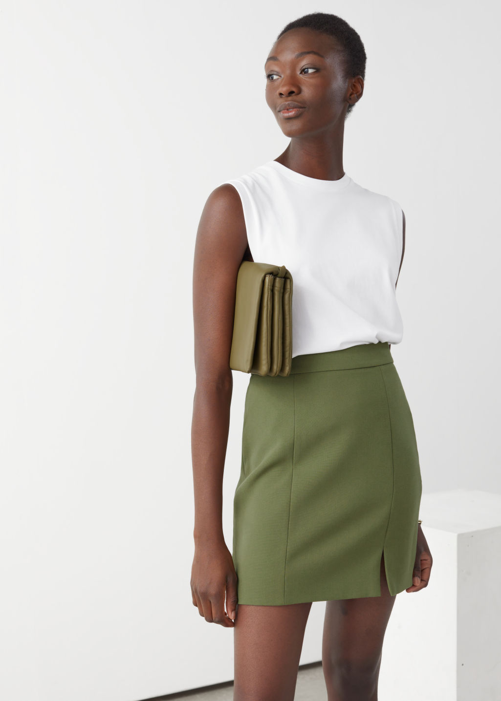 Tailored Mini Skirt - Green - Mini skirts - & Other Stories - Click Image to Close