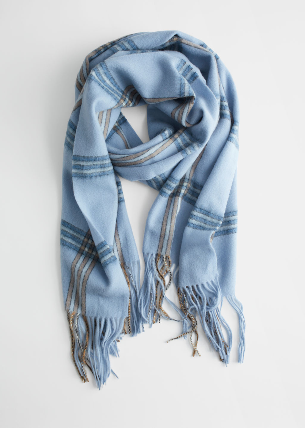 Checked Wool Scarf - Blue Check - Fall & Winterscarves - & Other Stories - Click Image to Close