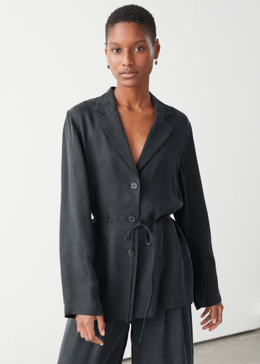 Relaxed Belted Blazer - Black - Blazers - & Other Stories - Click Image to Close