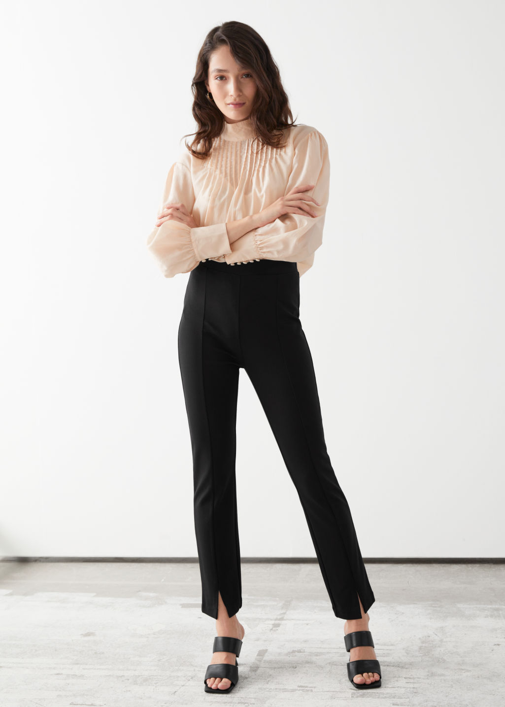 Front Slit Leggings - Black - Trousers - & Other Stories - Click Image to Close