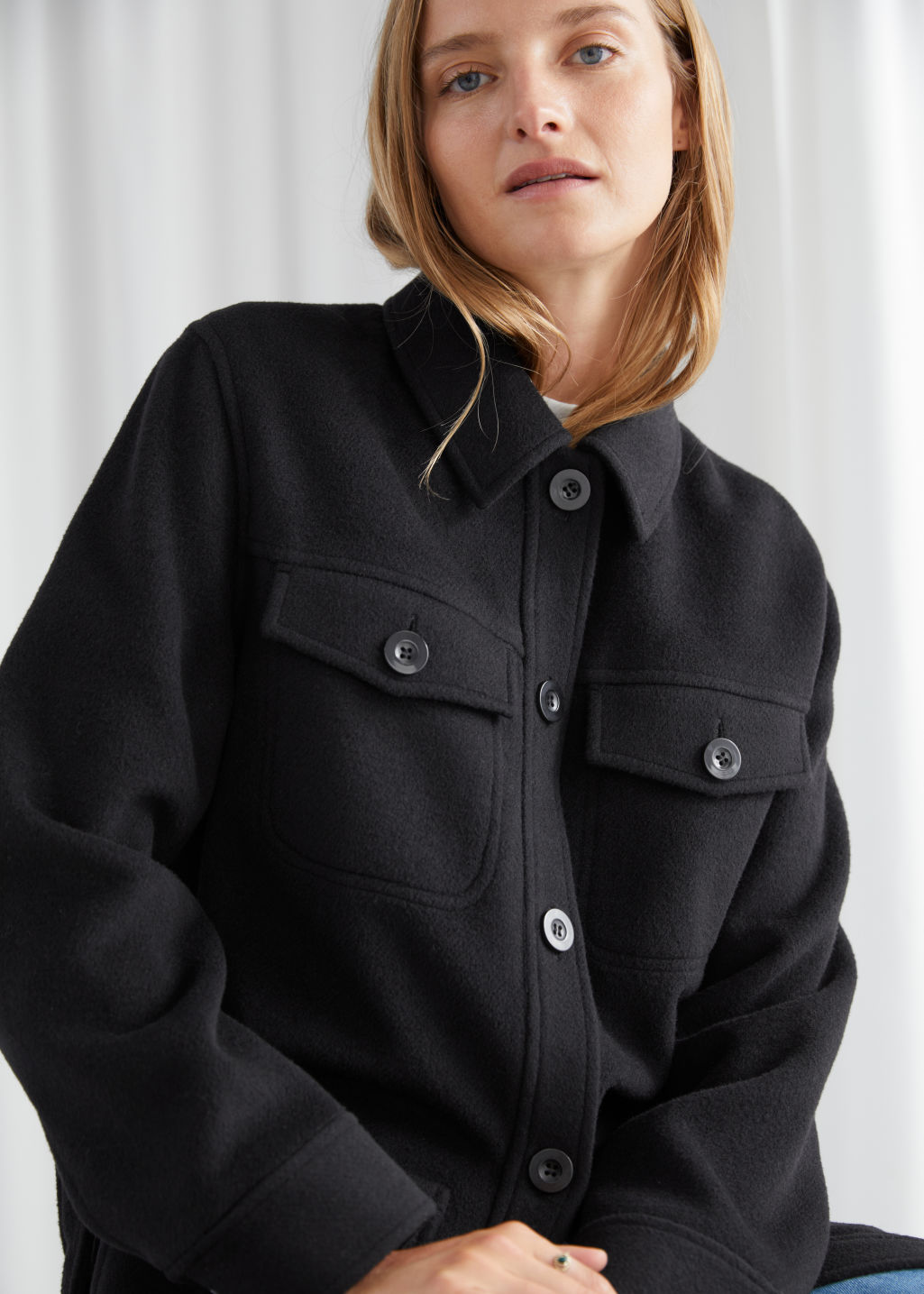 Belted Overshirt Jacket - Black - Overshirts - & Other Stories - Click Image to Close