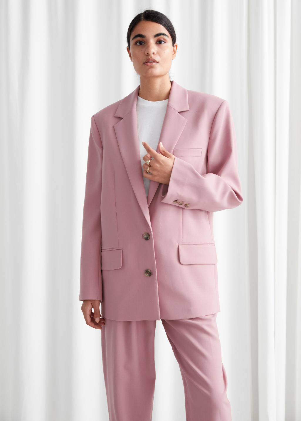 Boxy Single Breasted Blazer - Light Pink - Blazers - & Other Stories - Click Image to Close