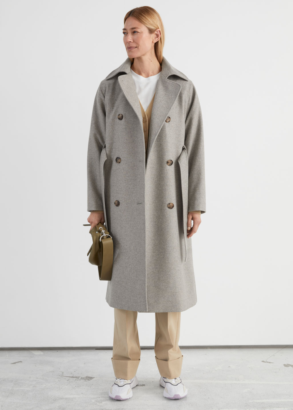 Relaxed Wool Blend Trench Coat - Grey - Woolcoats - & Other Stories - Click Image to Close