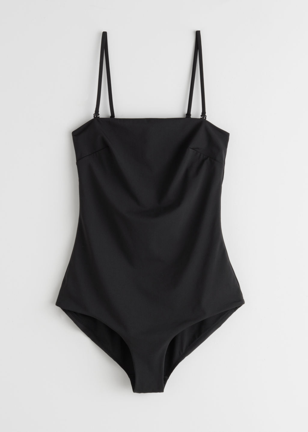 Square Cut Spaghetti Strap Swimsuit - Black - Swimsuits - & Other Stories - Click Image to Close
