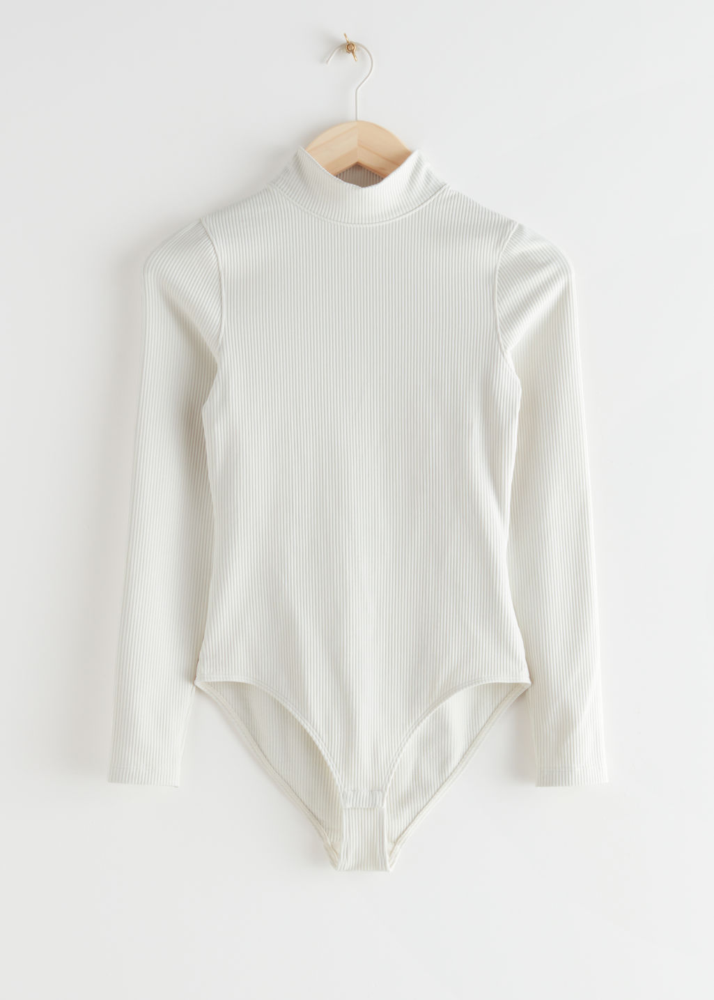 Ribbed Mock Neck Bodysuit - White - Bodies - & Other Stories