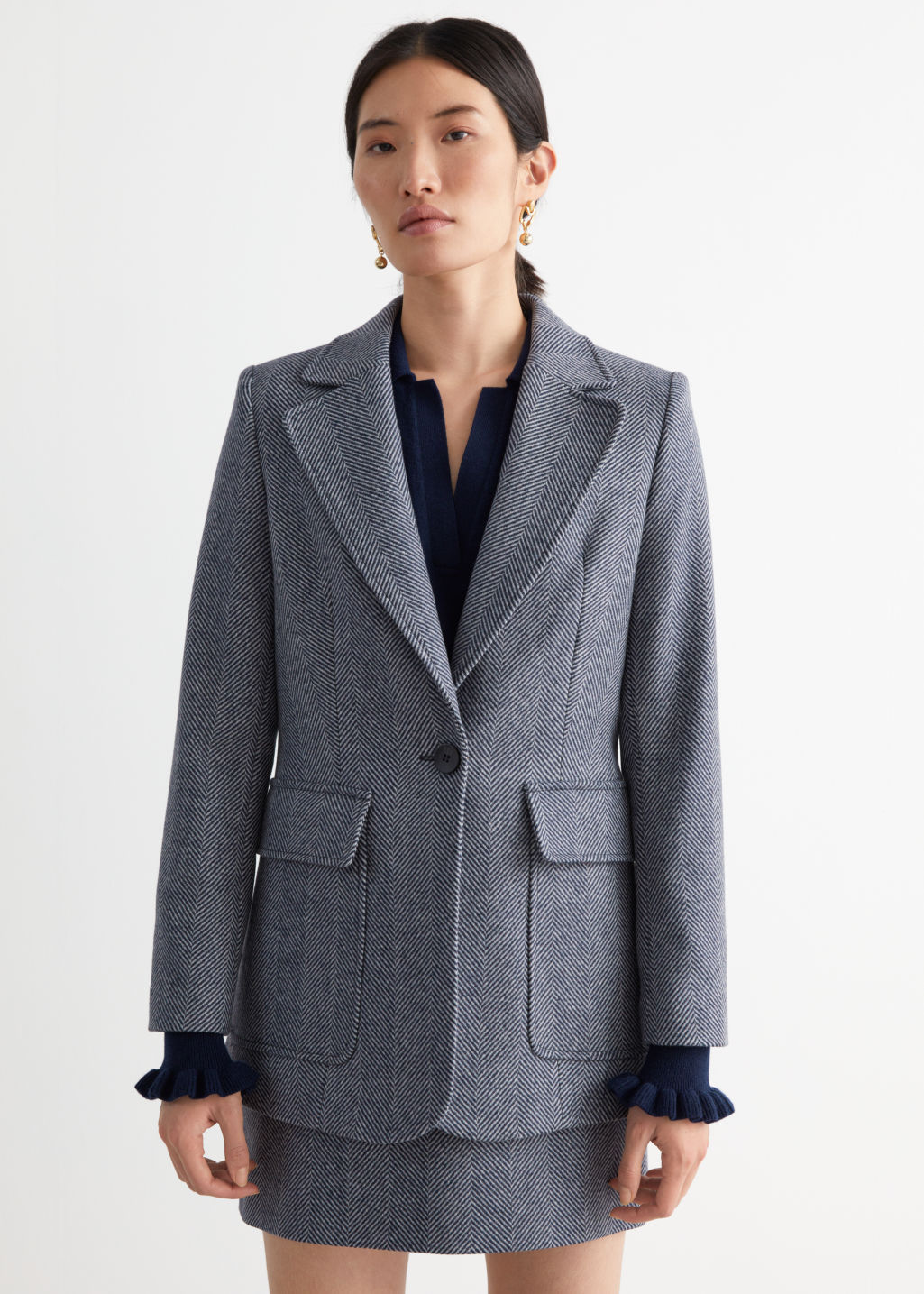 Single Button Patch Pocket Jacket - Blue - Blazers - & Other Stories - Click Image to Close