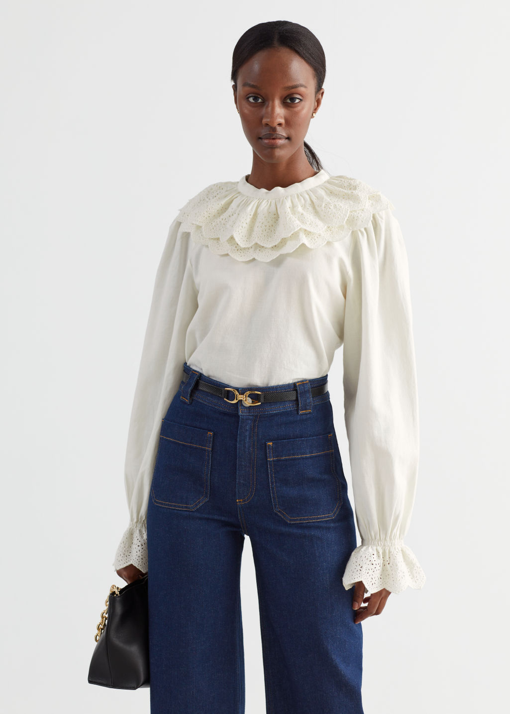 Embroidered Statement Collar Blouse - White - Blouses - & Other Stories