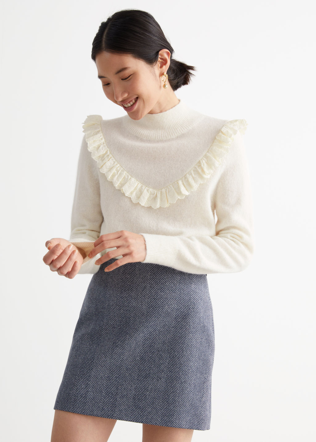 Wool Blend Mini Pencil Skirt - Blue - Mini skirts - & Other Stories