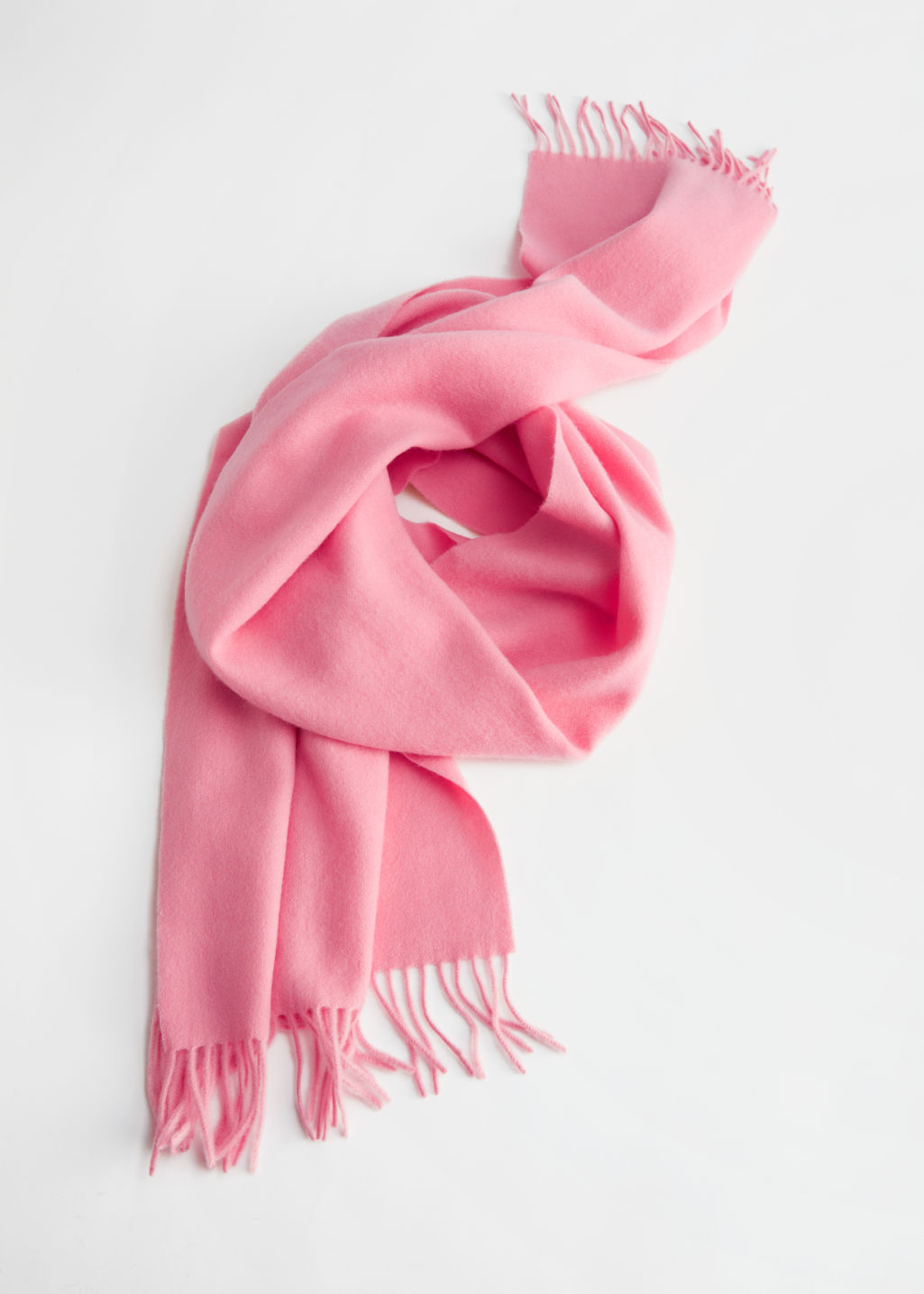 Fringe Trim Wool Scarf - Pink - Fall & Winterscarves - & Other Stories - Click Image to Close