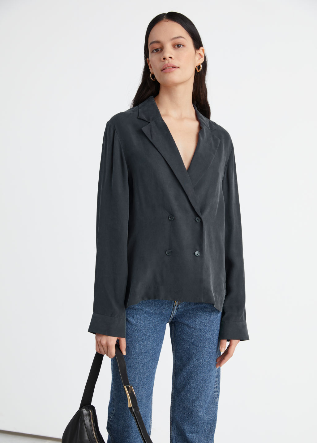 Relaxed Double Breasted Shirt - Black - Shirts - & Other Stories