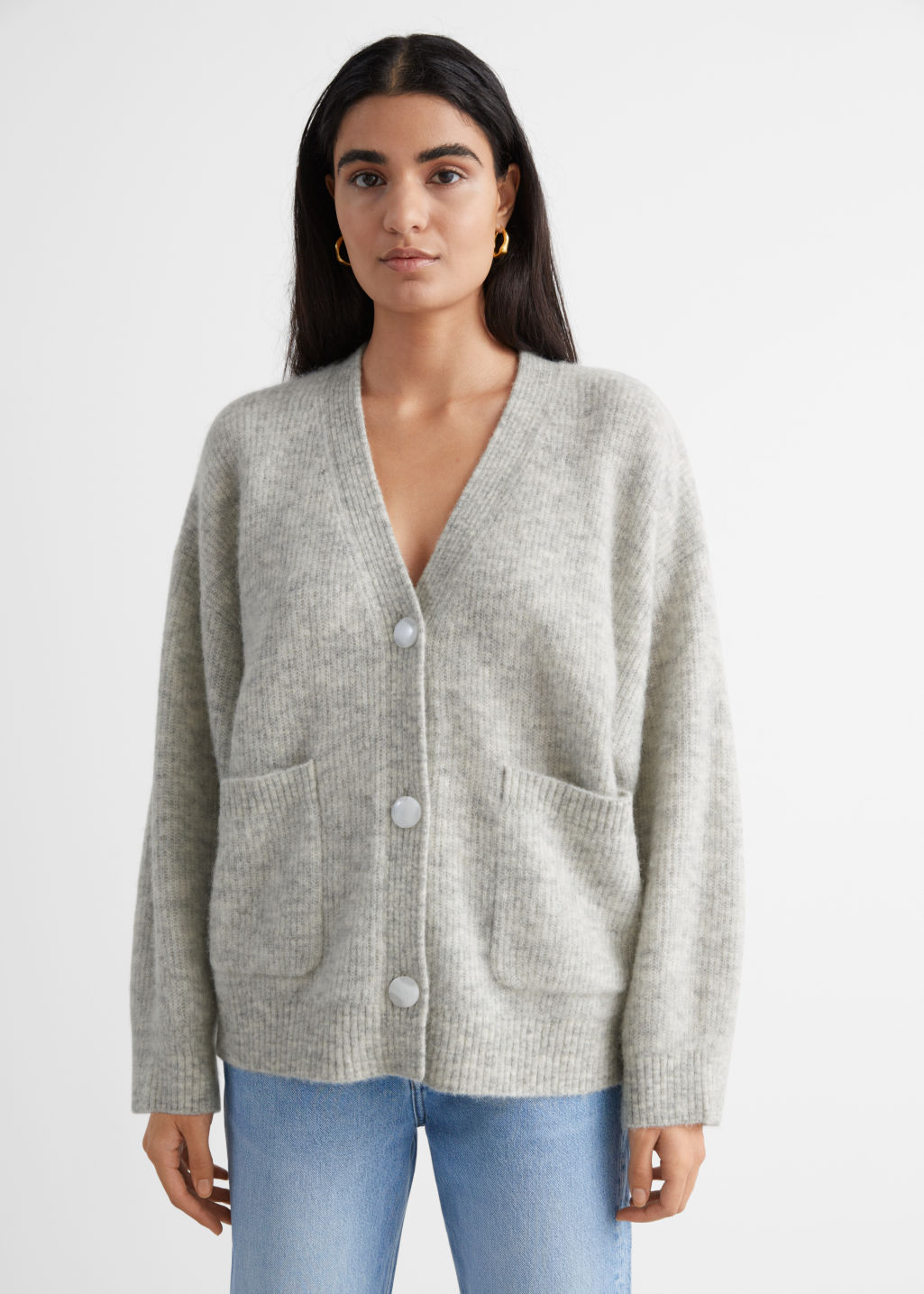 Boxy Alpaca Blend Cardigan - Light Blue - Cardigans - & Other Stories - Click Image to Close