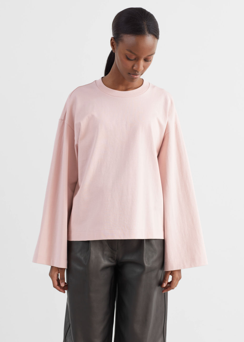 Relaxed Cotton Sweater - Light Pink - Tops & T-shirts - & Other Stories