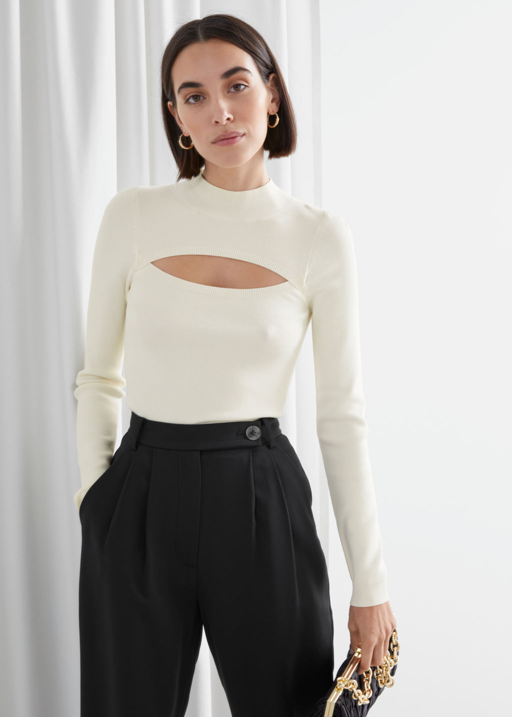 Fitted Cut Out Crop Top - White - Sweaters - & Other Stories
