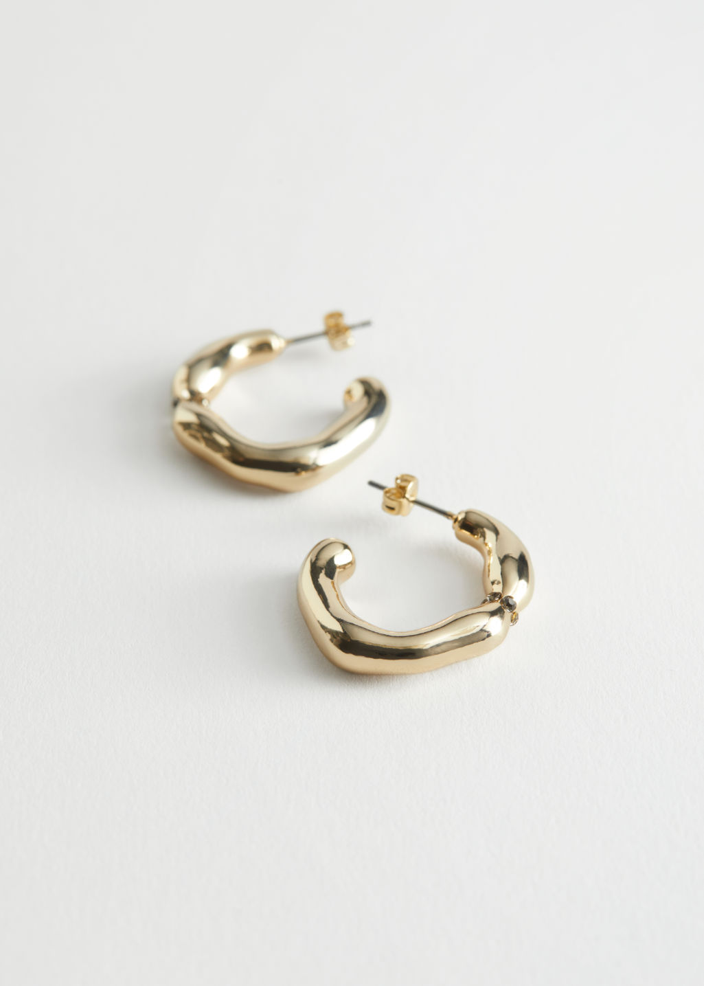 Studded Organic Hoop Earrings - Gold - Hoops - & Other Stories - Click Image to Close