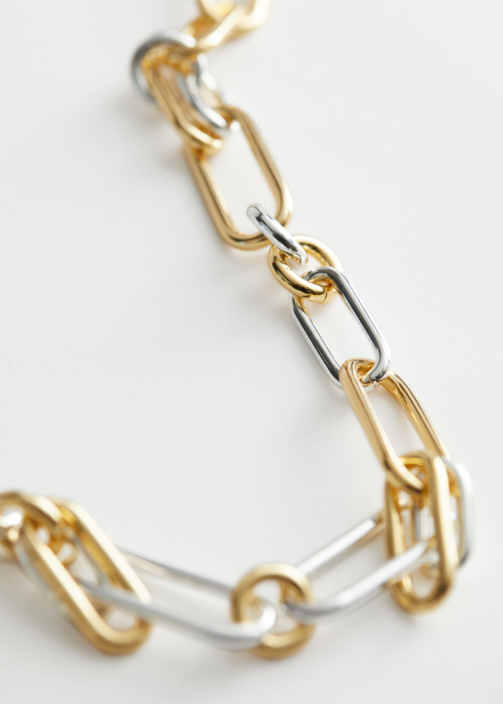 Duo Tone Chunky Chain Necklace - Silver, Gold - Necklaces - & Other Stories - Click Image to Close