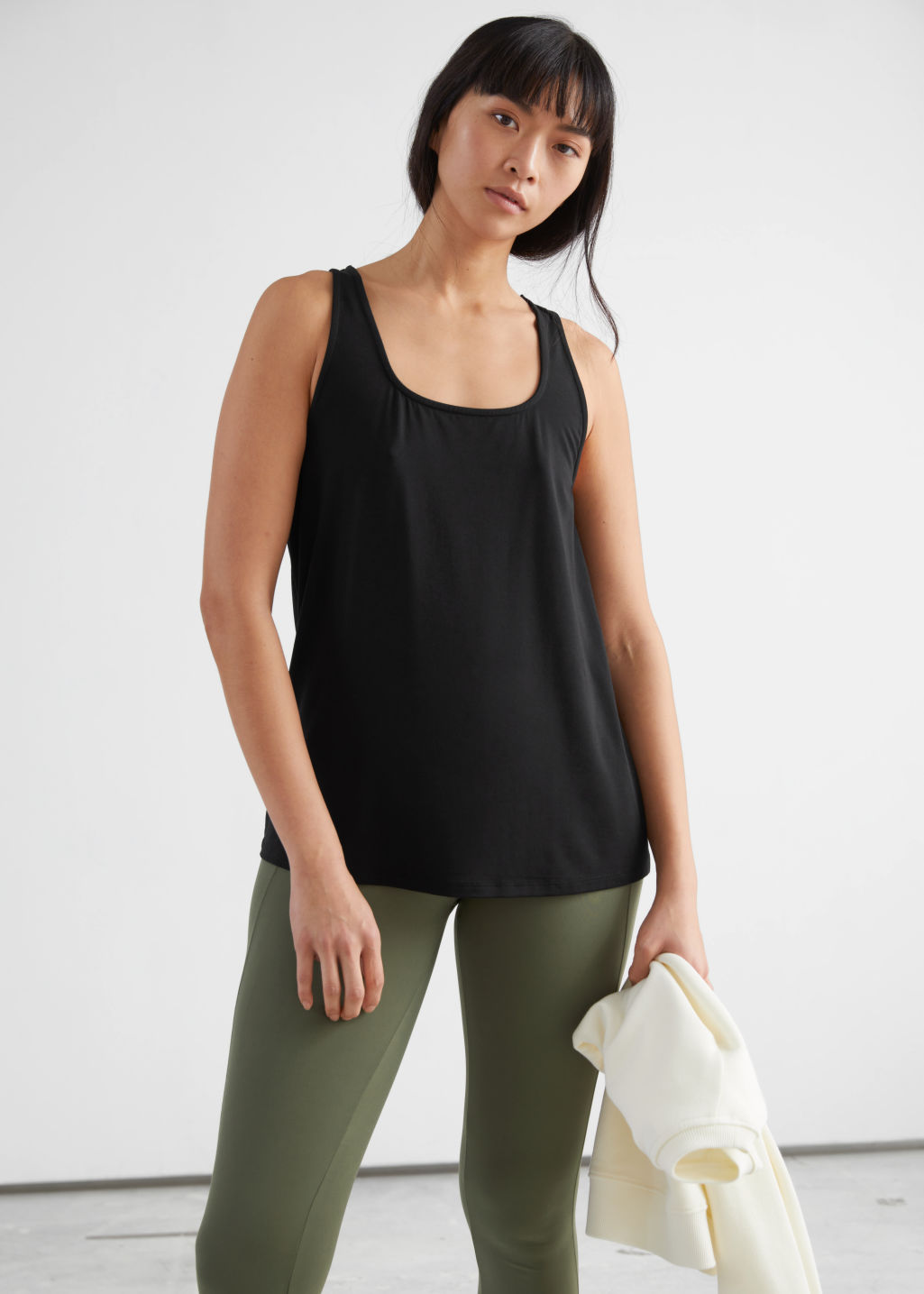 Square Neck Tank Top - Black - Tanktops & Camisoles - & Other Stories - Click Image to Close