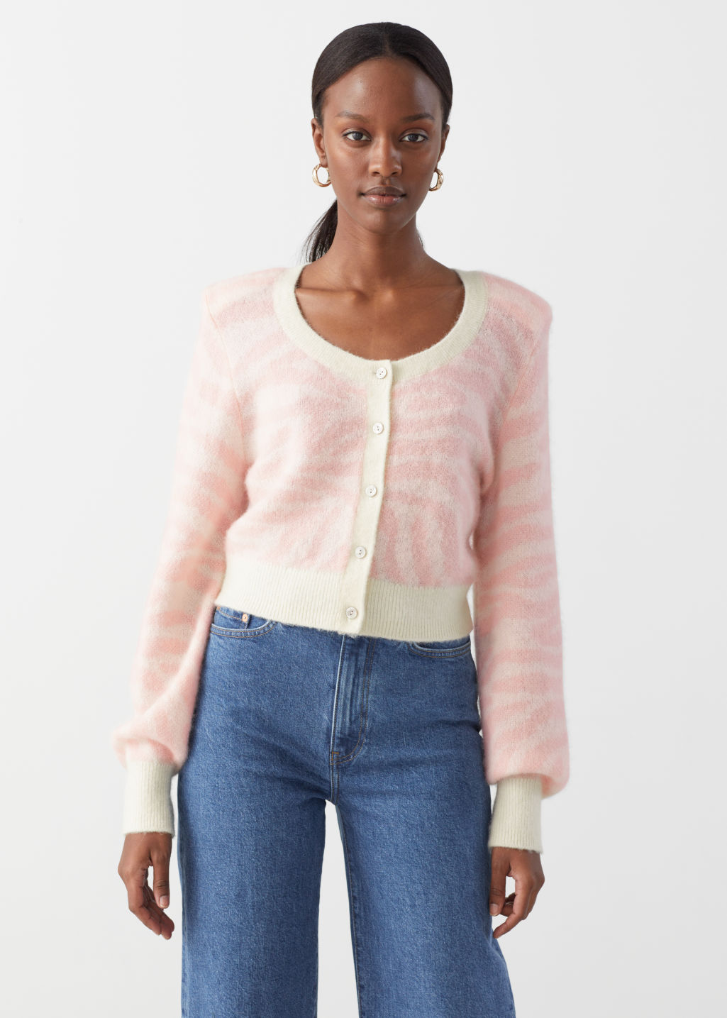 Alpaca Blend Shell Button Cardigan - White Pink - Cardigans - & Other Stories - Click Image to Close