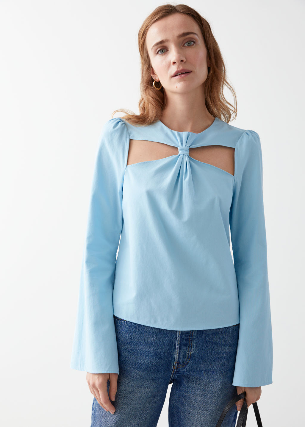 Twist Detail Cut Out Top - Light Blue - Tops & T-shirts - & Other Stories - Click Image to Close