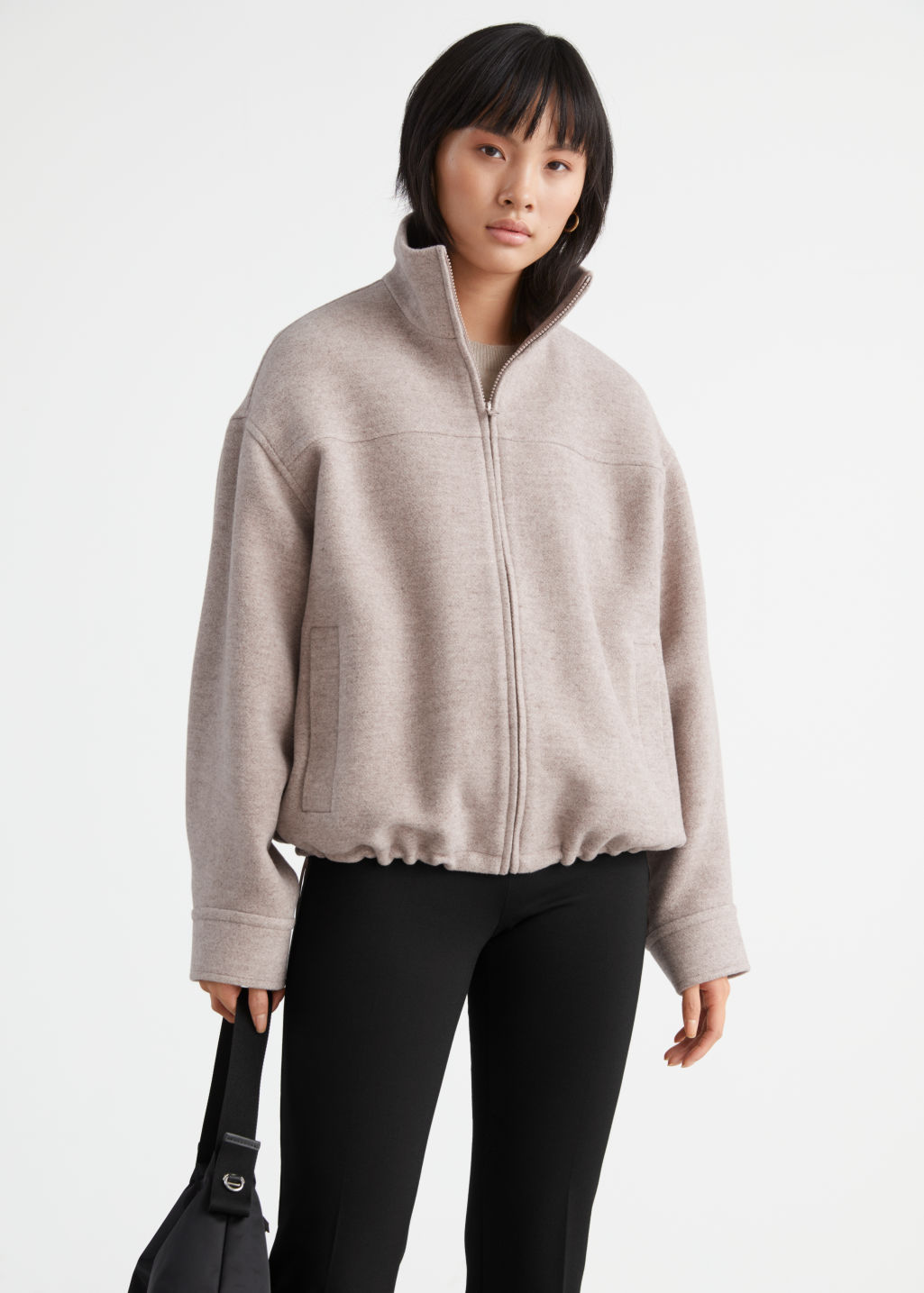Wool Blend Zip Jacket - Mole Melange - Jackets - & Other Stories - Click Image to Close