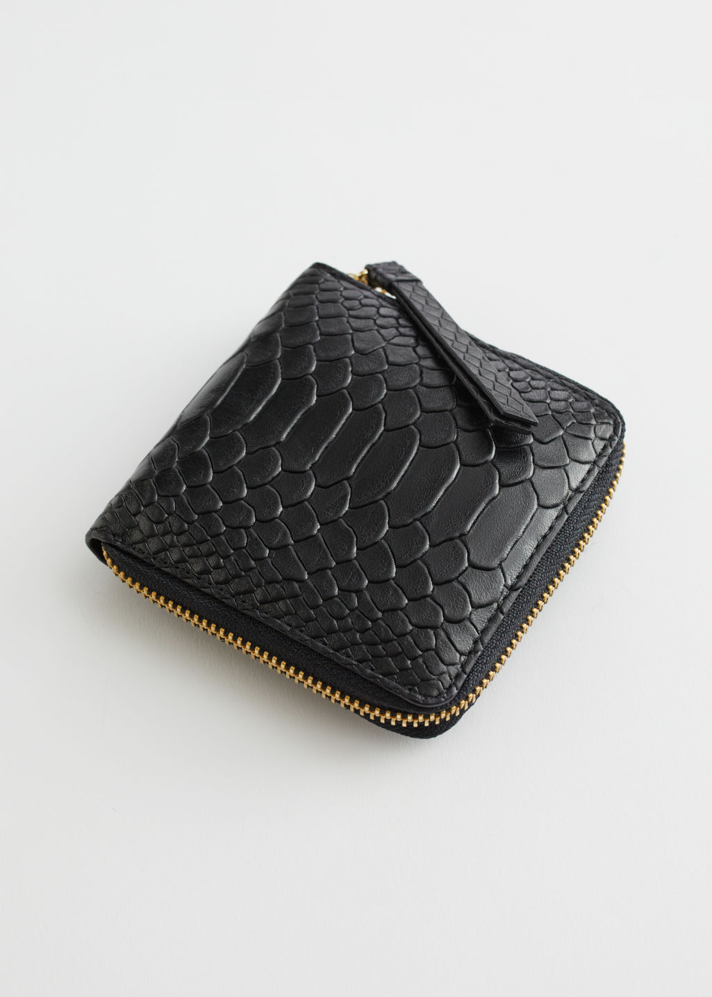 Embossed Leather Zip Wallet - Black Snake - Wallets - & Other Stories