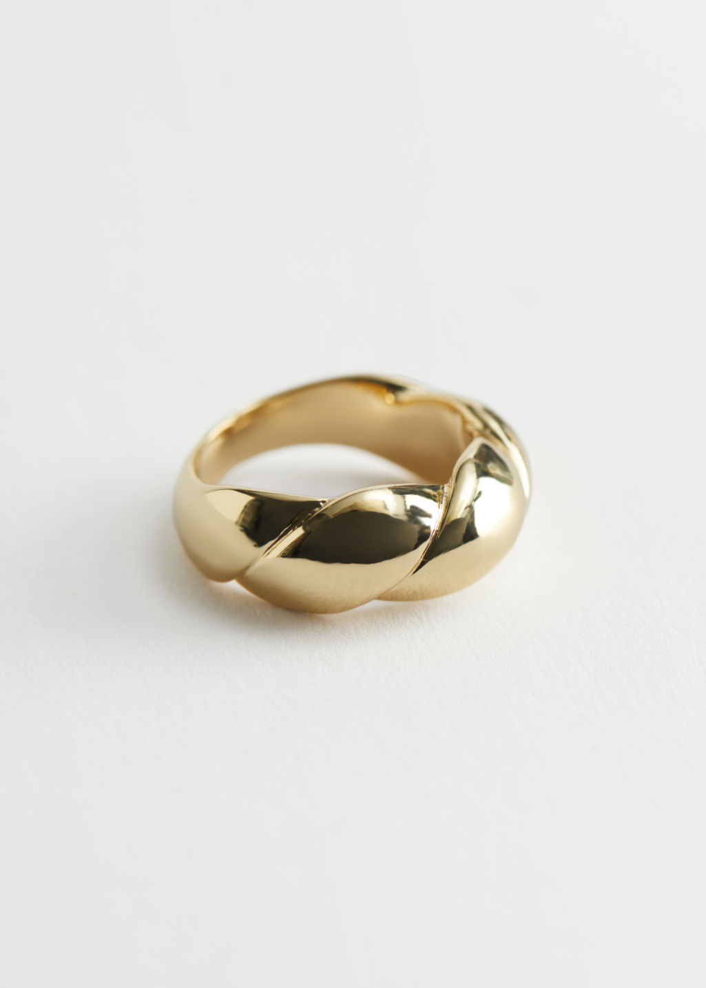 Chunky Embossed Braid Ring - Gold - Rings - & Other Stories - Click Image to Close