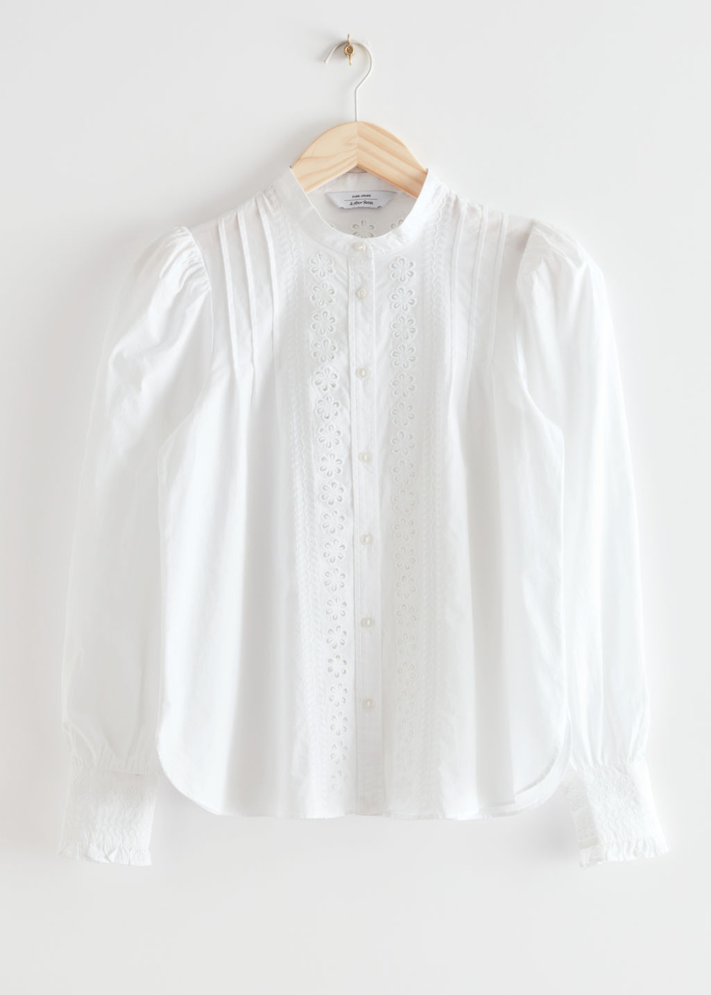 Embroidered A-Line Cotton Blouse - White - Blouses - & Other Stories - Click Image to Close