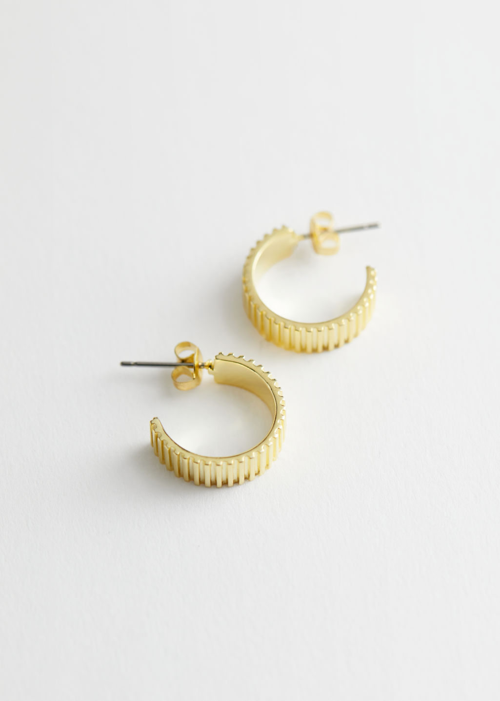 Stripe Embossed Mini Hoop Earrings - Gold - Hoops - & Other Stories