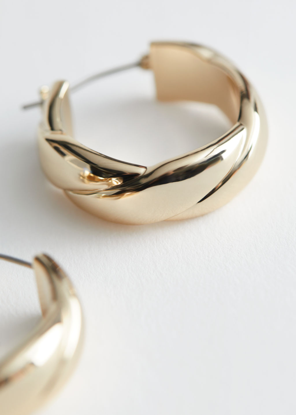 Chunky Embossed Hoop Earrings - Gold - Hoops - & Other Stories - Click Image to Close