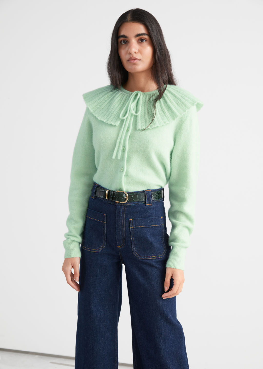 Statement Collar Knit Cardigan - Mint - Cardigans - & Other Stories