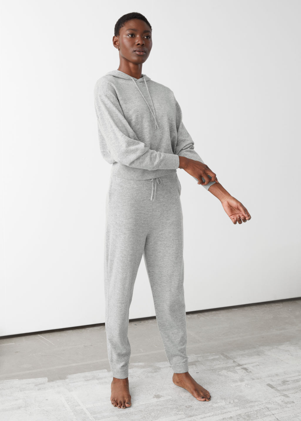 Oversized Wool Knit Drawstring Trousers - Grey - Trousers - & Other Stories