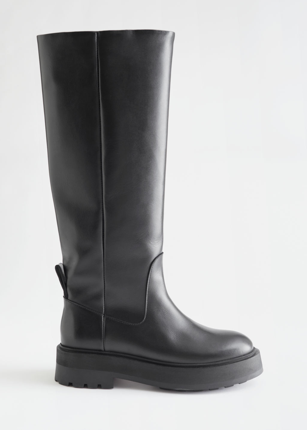 Chunky Knee High Leather Boots - Black - Knee high boots - & Other Stories - Click Image to Close