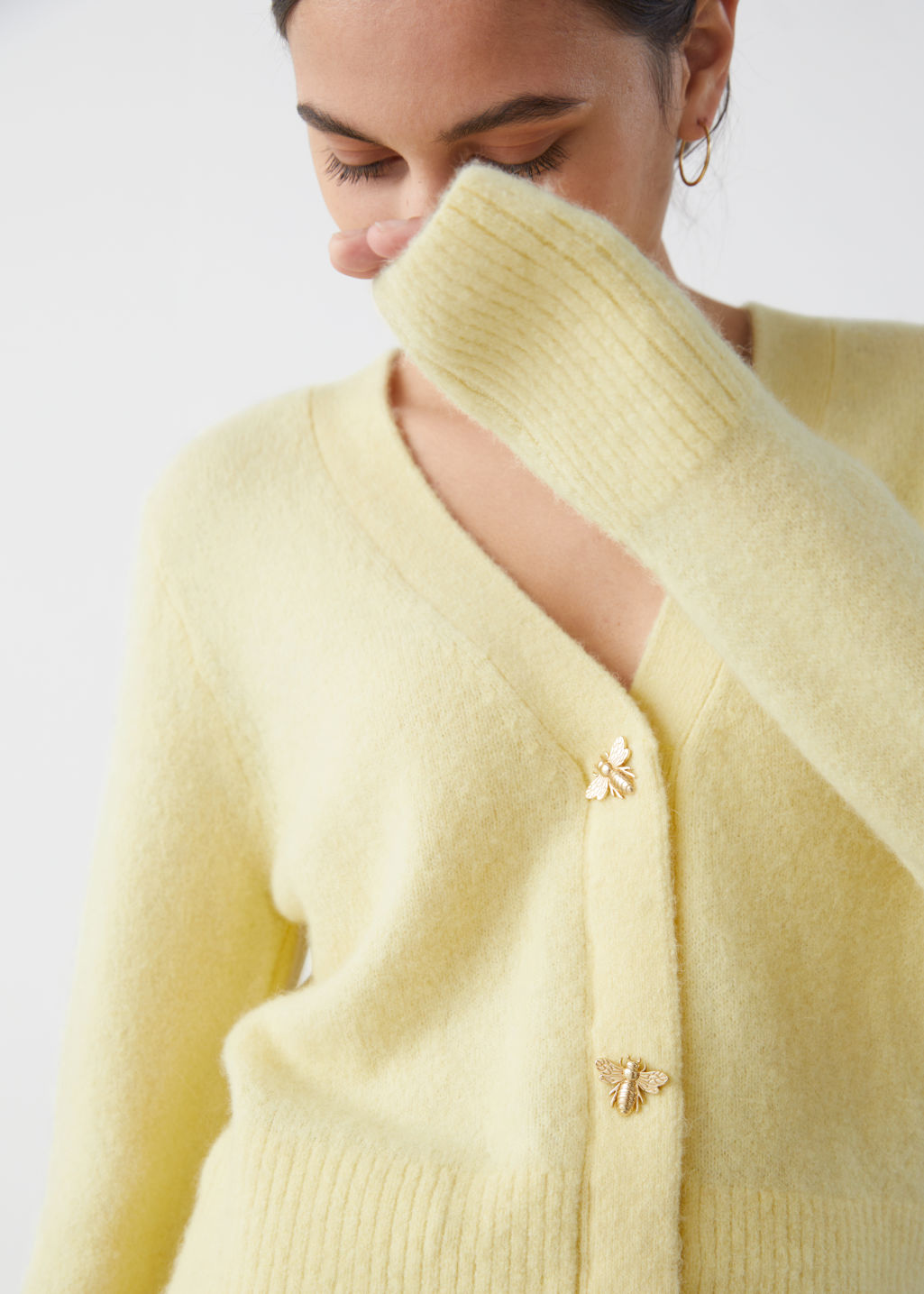 Bee Button Alpaca Blend Cardigan - Yellow - Cardigans - & Other Stories