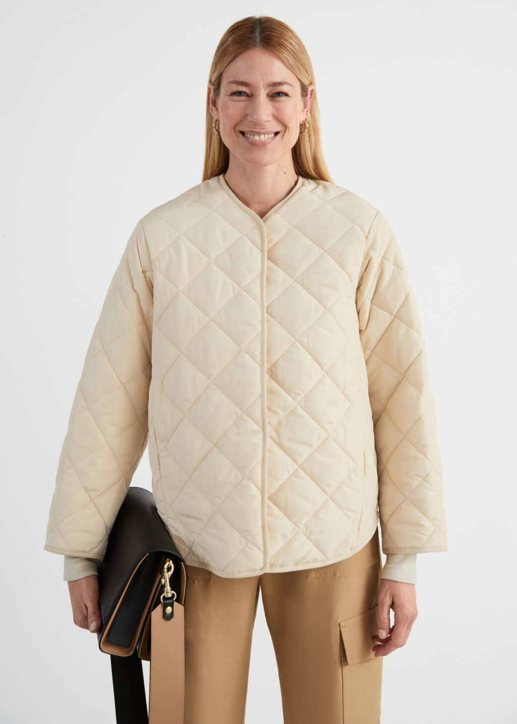 Oversized Double Breasted Quilted Jacket - Cream - Jackets - & Other Stories - Click Image to Close